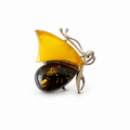 Vintage Butterfly Brooch Baltic Amber Silver