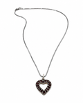 Vintage Bohemian Garnet Heart Pendant Necklace Gilt Silver 925 Chain