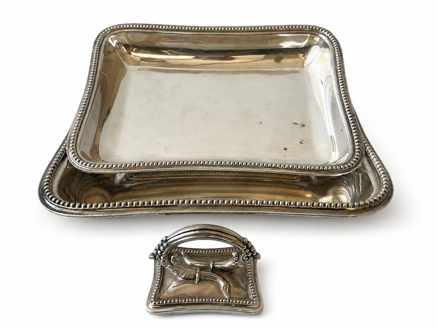 James Dixon & Sons Silver-Plated Covered Serving Dish With Beaded Border