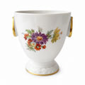 Porzellan Gloria Cachepot, West Germany Floral Porcelain Vase, Gold Trim