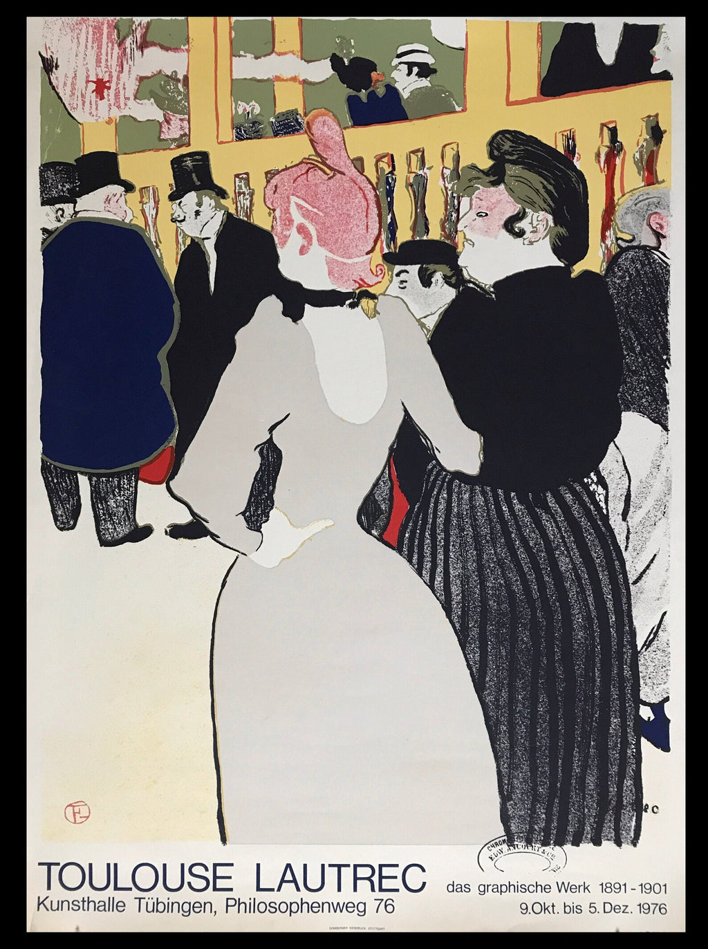 Toulouse Lautrec - "At The Moulin Rouge La Goulue And Her Sister". Original Vintage Poster