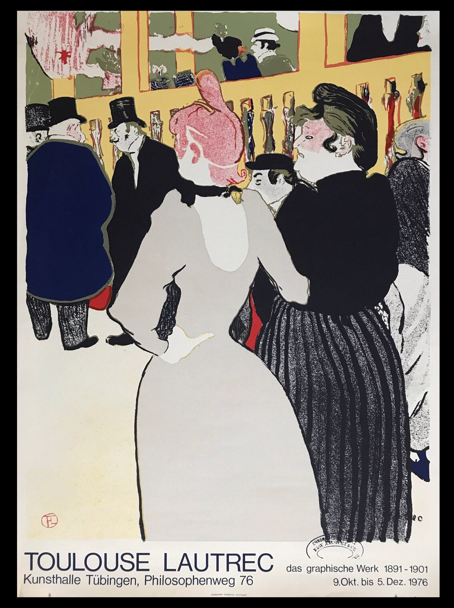 Toulouse Lautrec - "At The Moulin Rouge La Goulue And Her Sister". Original Vintage Poster
