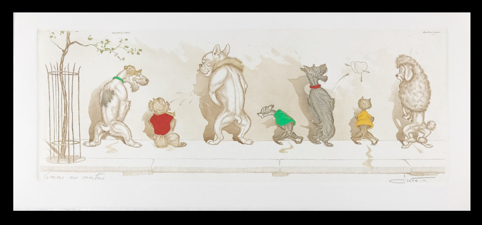 Boris O'　ボリス・O・クライン　リトグラフ　限定サイン Boris O'Klein Original Signed Etching Prints - Dirty Dogs of Paris