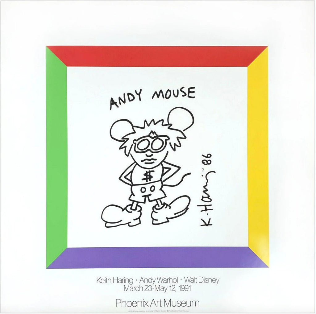 Keith Haring - "Andy Mouse", Original Exhibition Museum Poster. 1991.