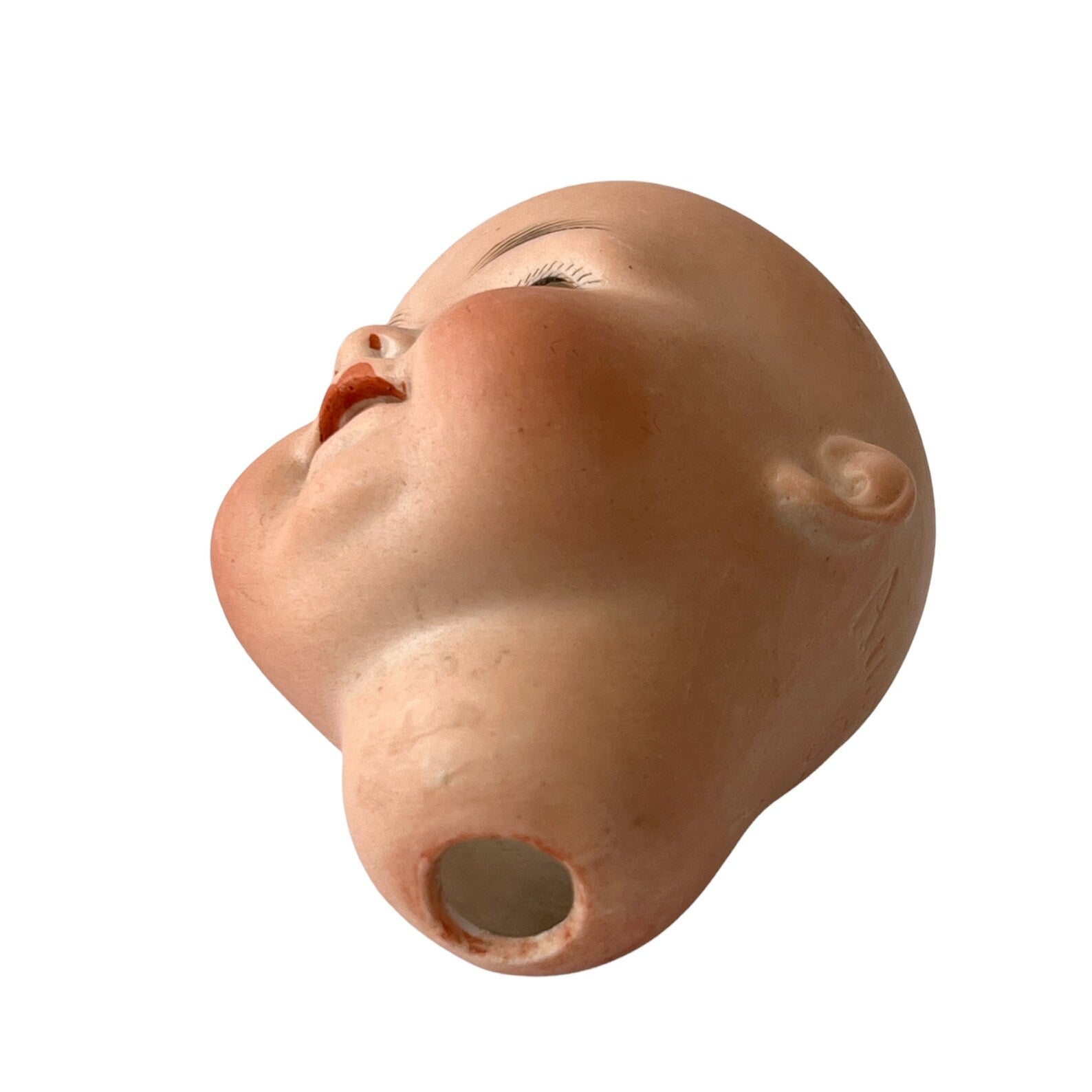 Antique Armand Marseille Bisque Doll Head: German 990 A.7/0.M, Open Mouth, Blue Eyes