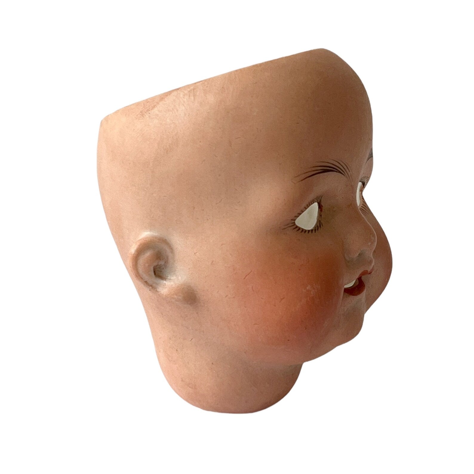 Antique Armand Marseille Bisque Doll Head: German 990 A.7/0.M, Open Mouth, Blue Eyes