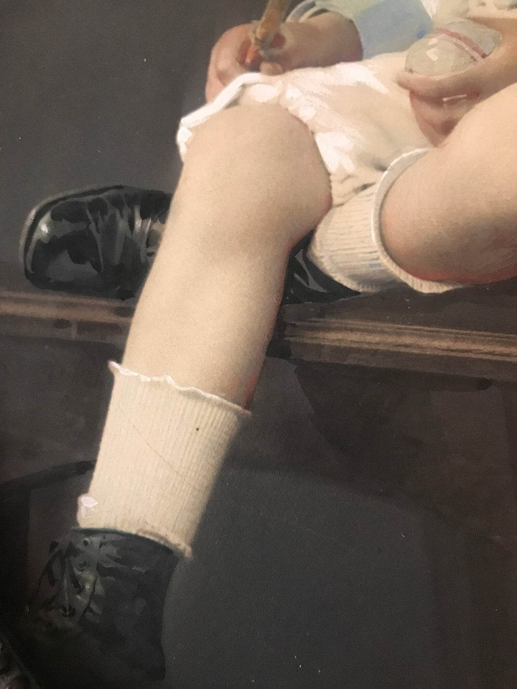 Antique Edwardian Child Portrait c.1900. Hand Coloured Photograph. Pastel & Watercolour. Germany