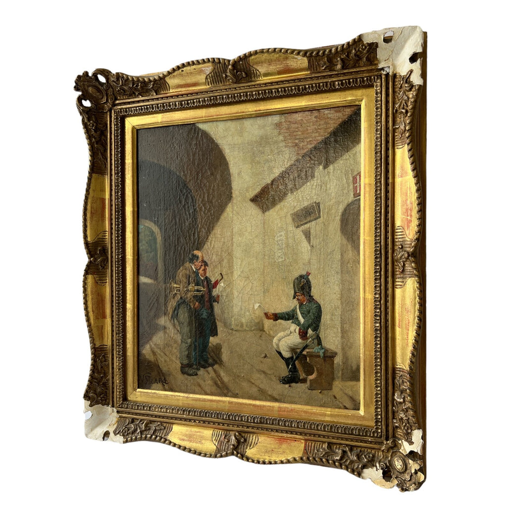 Antique Oil Painting "Bohemian Musicians" by N. Sicard, Framed Artwork, Vintage Bohemian Style