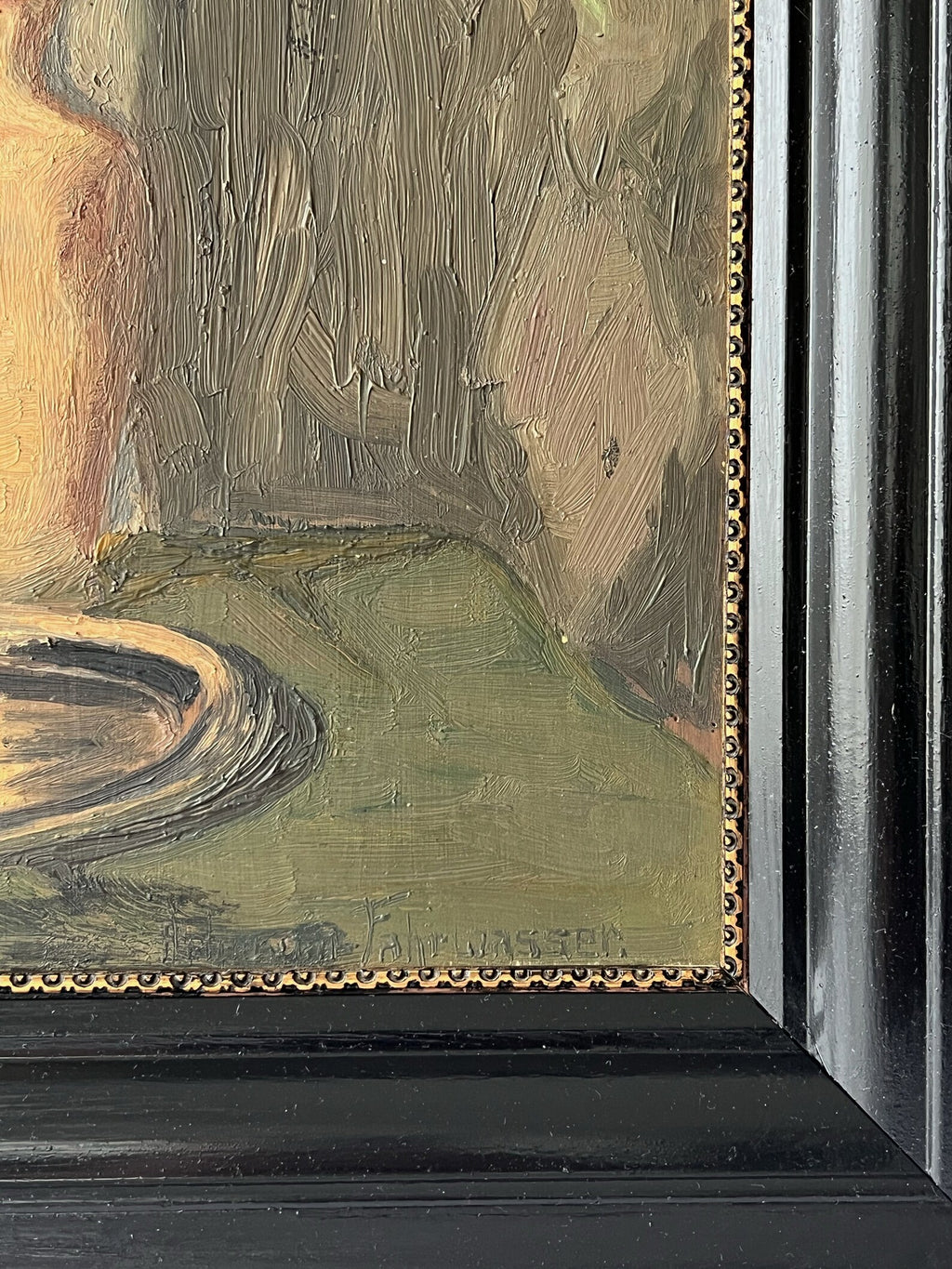 Floral Still Life Oil Painting: Yellow Flowers & Apples, c.1915