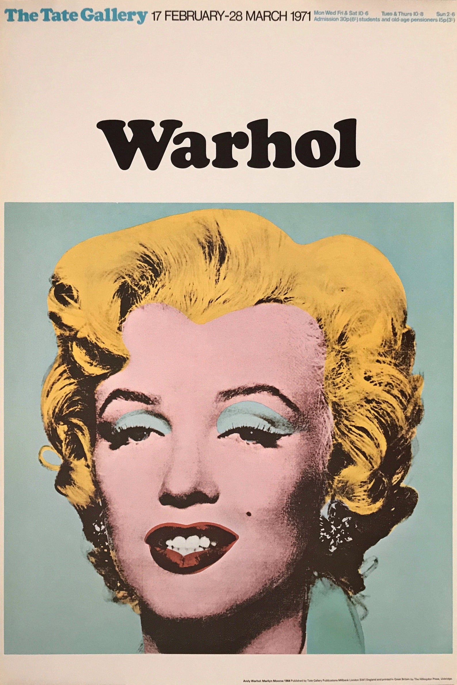 Andy Warhol - "Marilyn". Original Exhibition poster. Tate. 1971