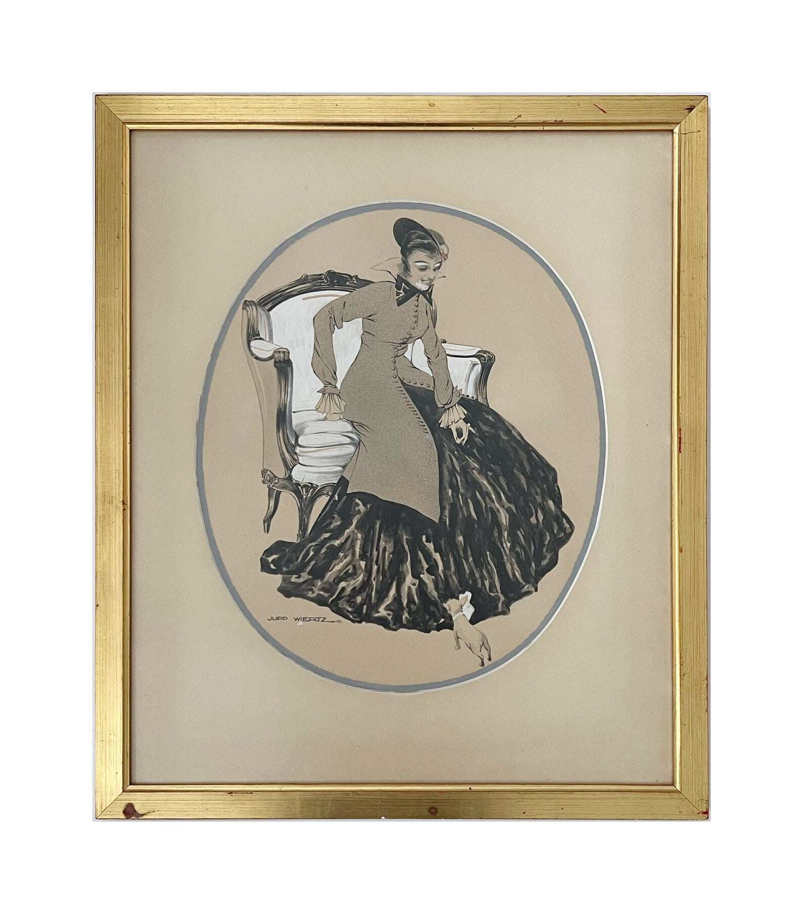 Original 1915 Fashion Illustration – Jupp Wiertz (1888–1938) Jugendstil / Early Art Déco Gouache