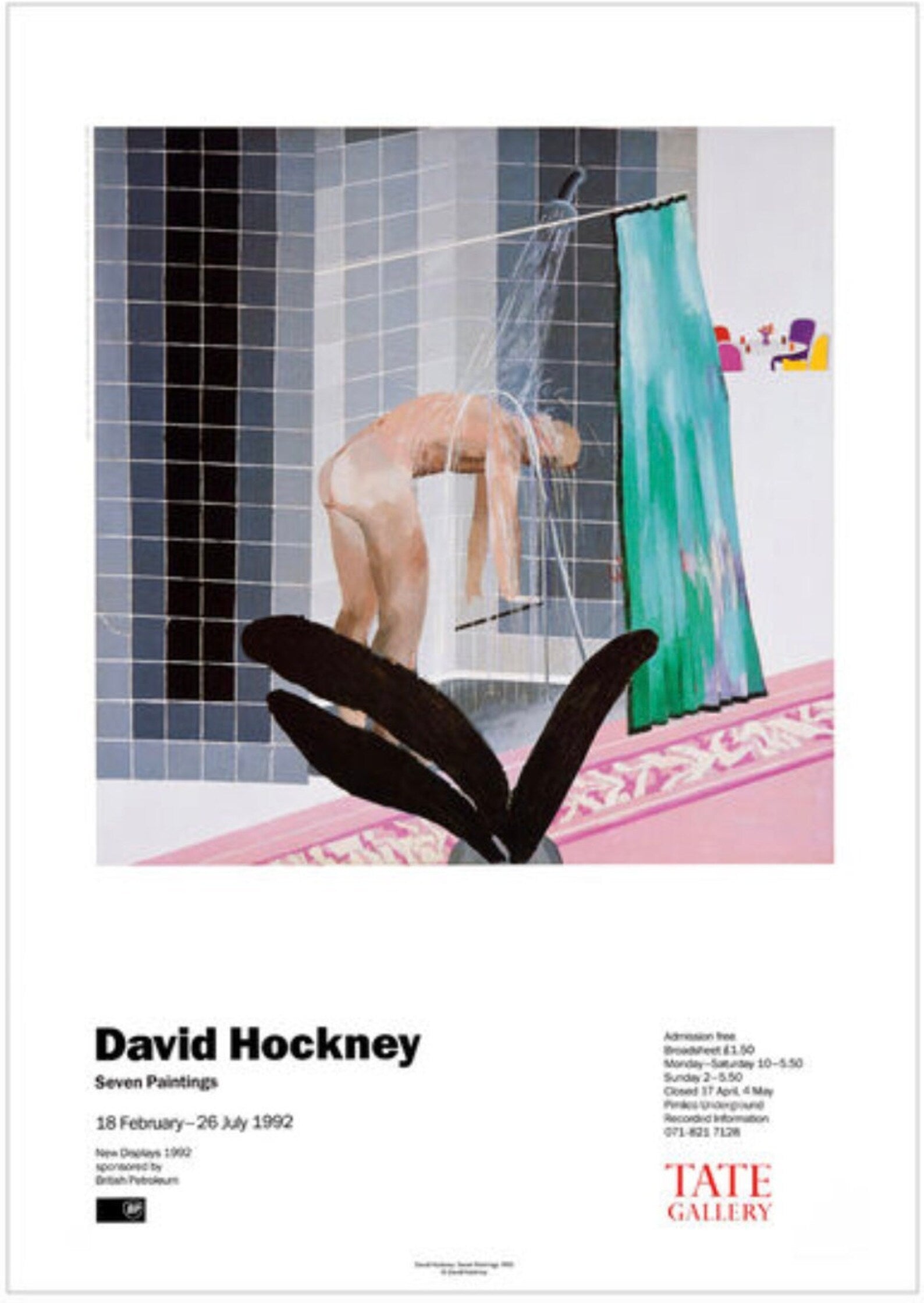 David Hockney - "Man in Shower in Beverly Hills". Museum Poster.