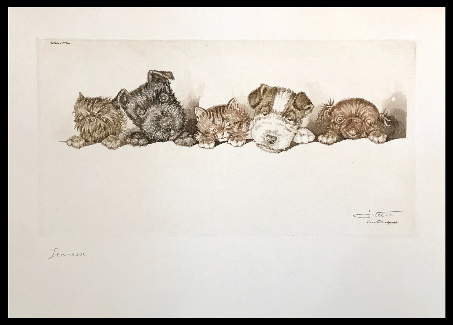 Boris O’Klein — “Youth” (Jeunesse), Signed Etching, Dirty Dogs of Paris