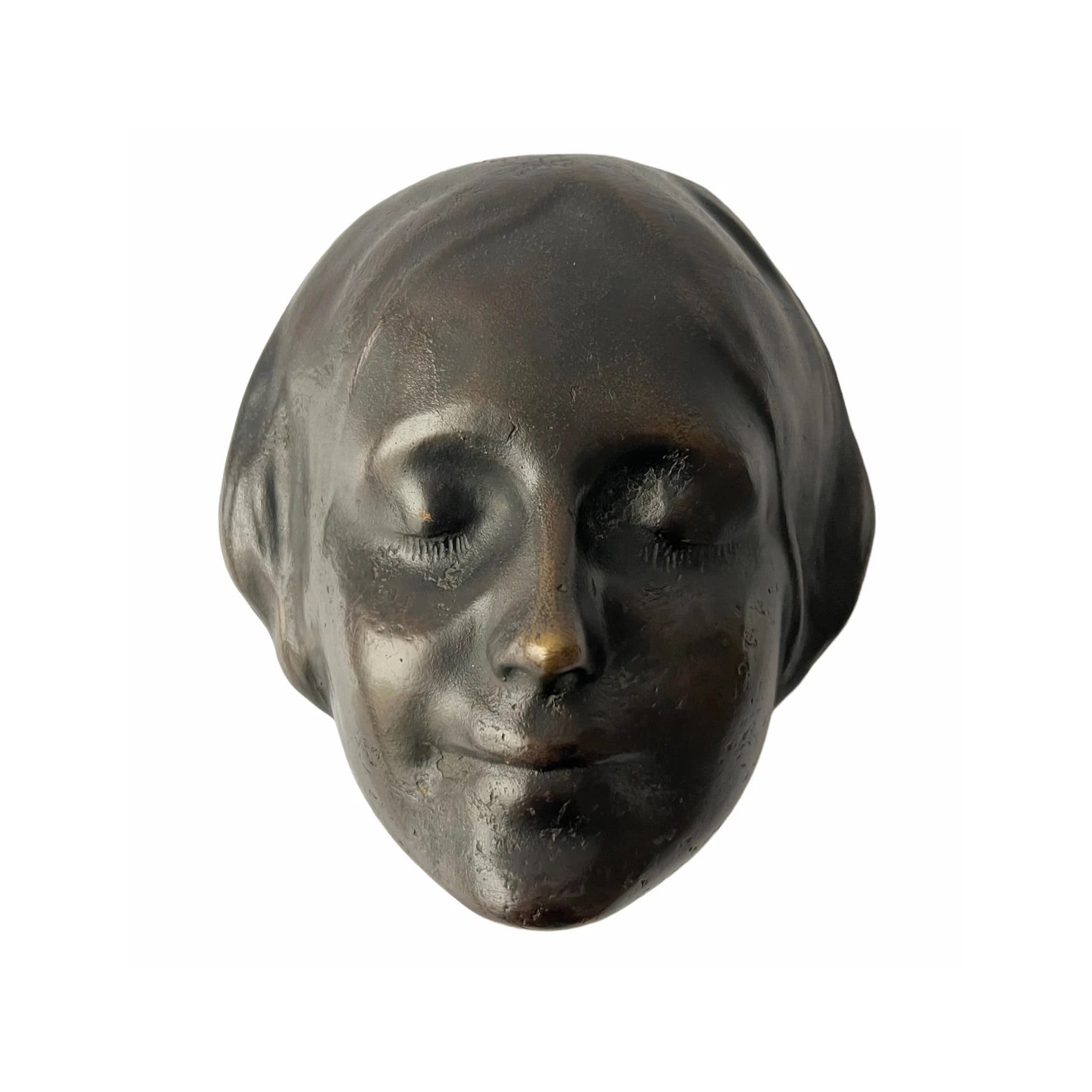 Vintage Bronze Wall Mask "L'inconnue De La Seine”. The Unknown Woman from the Seine.