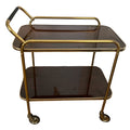 Vintage Mid-Century Bar Cart. Two-Tier West German Design with Gold Accents