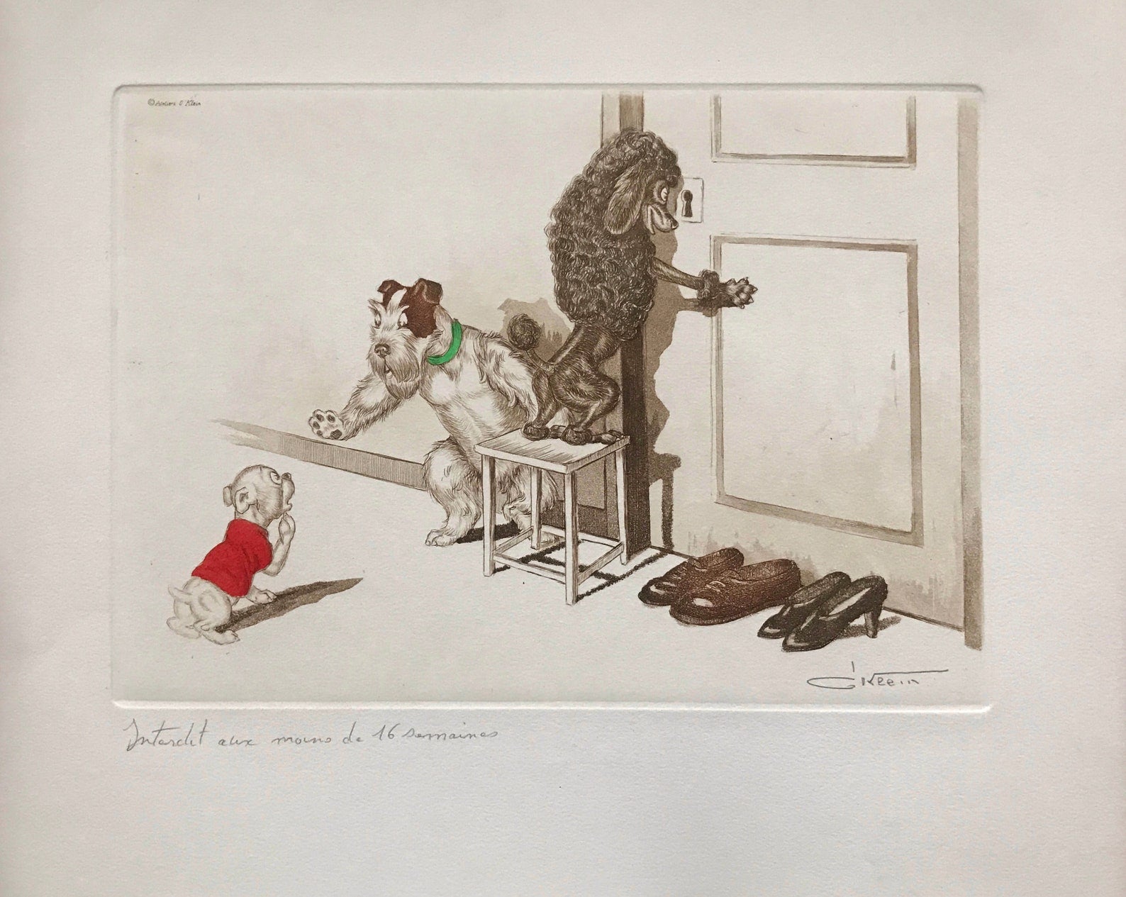 Boris O'Klein Original Signed Etching Prints - Dirty Dogs of Paris