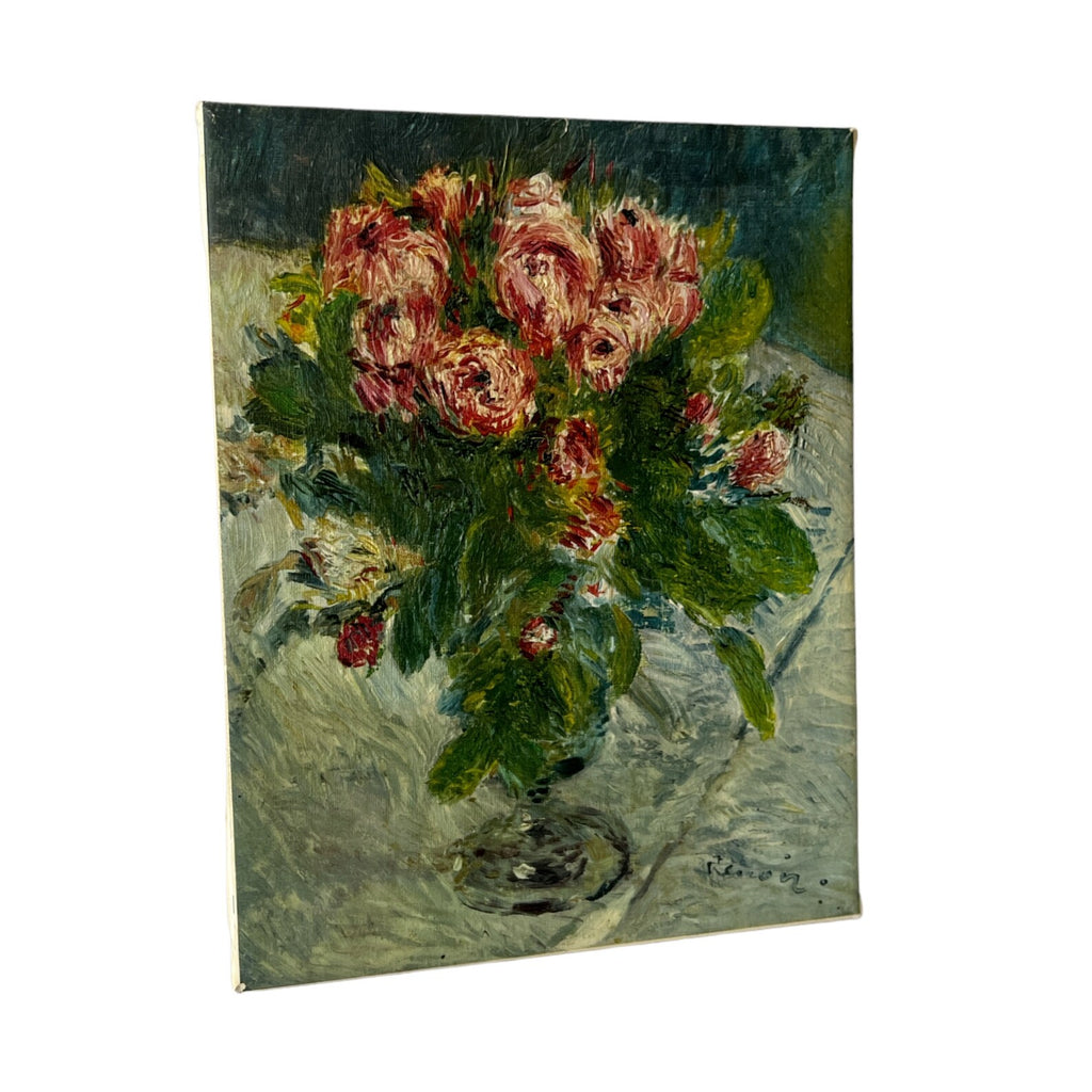 Vintage Renoir Moss Roses 1955 Canvas Reproduction Painting Obpacher Munich