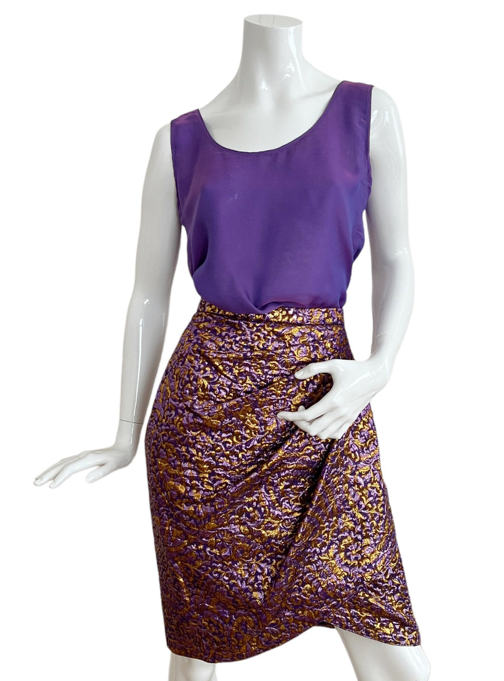 Vintage 1980s Max Dietl Brocade Skirt Suit 3 Piece Silk Set West Germany