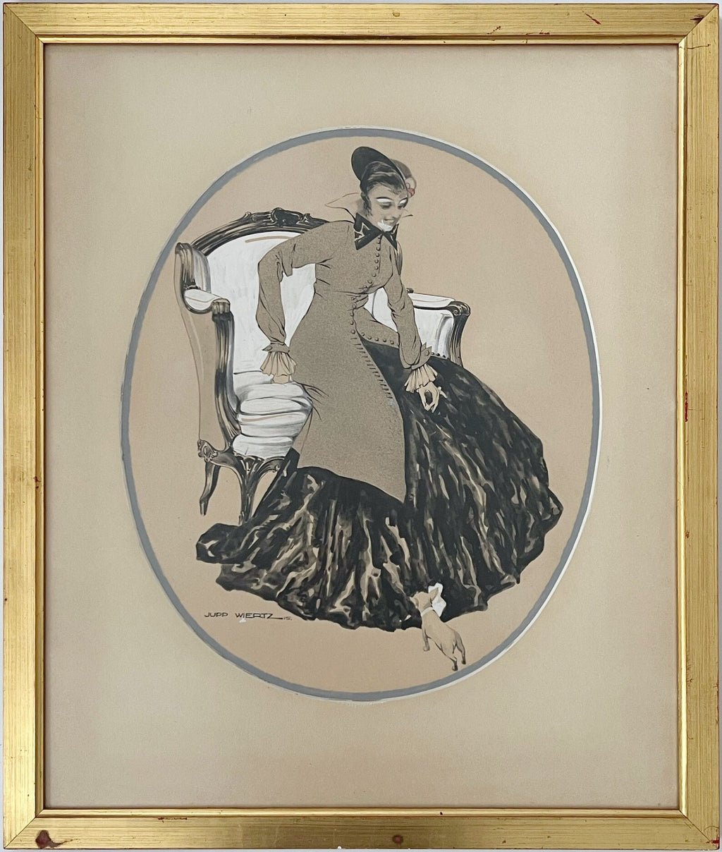 Original 1915 Fashion Illustration – Jupp Wiertz (1888–1938) Jugendstil / Early Art Déco Gouache