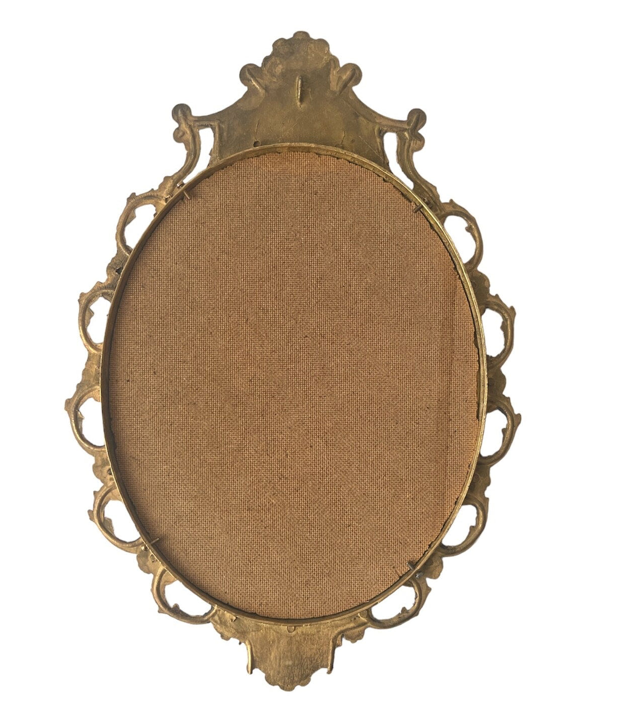 Vintage Ornate Brass Oval Frame Cherub & Shell Motif Picture or Mirror