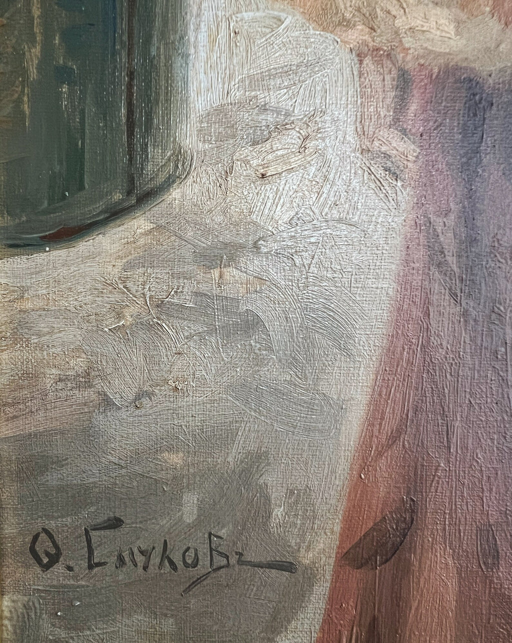 Antique Oil Painting – Signed Peasant Woman Portrait, Rustic Folk Art – Framed Artwork