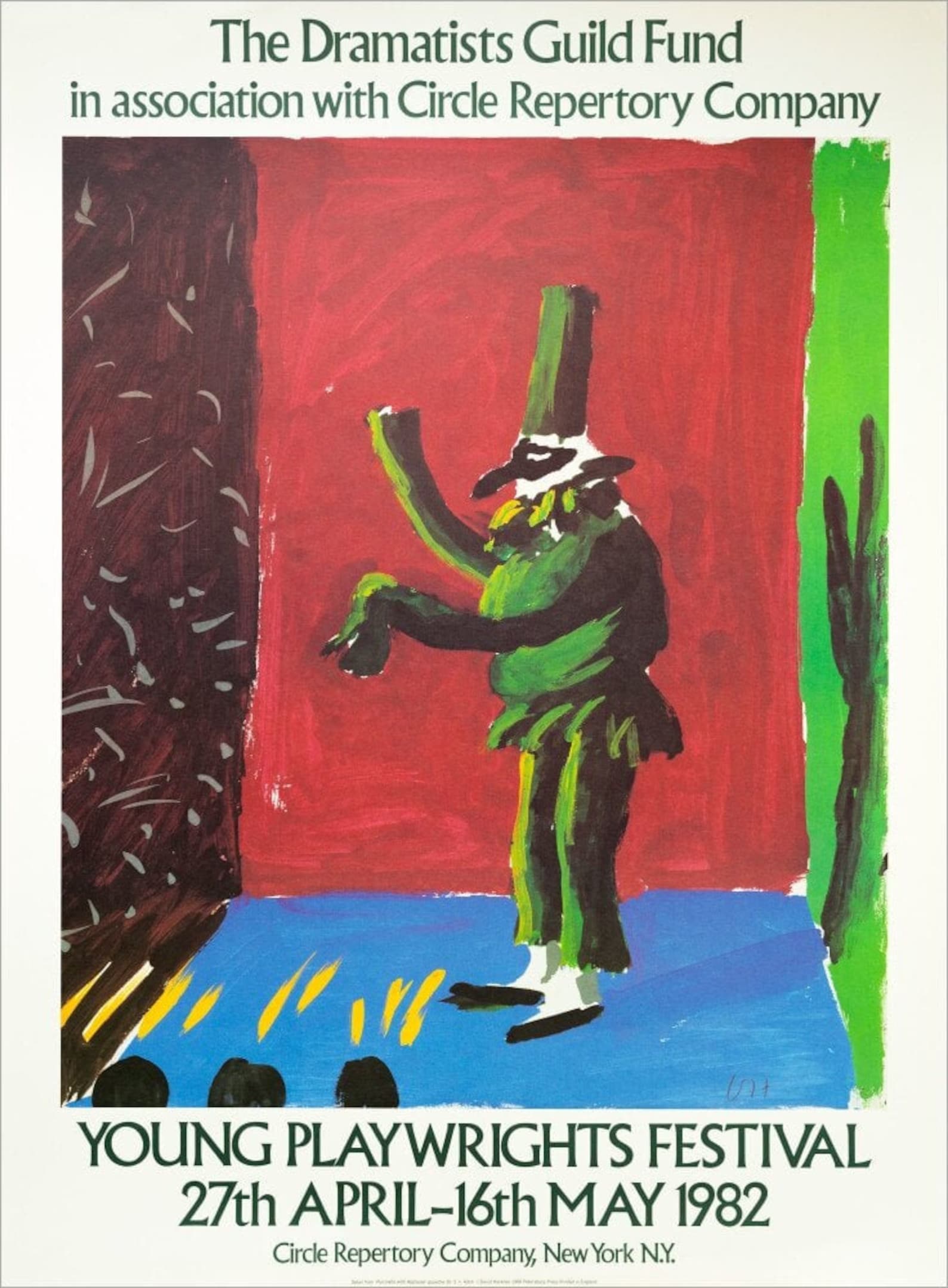 David Hockney - "Pulcinella with Applause". Original "Young Playwrights Festival" Poster