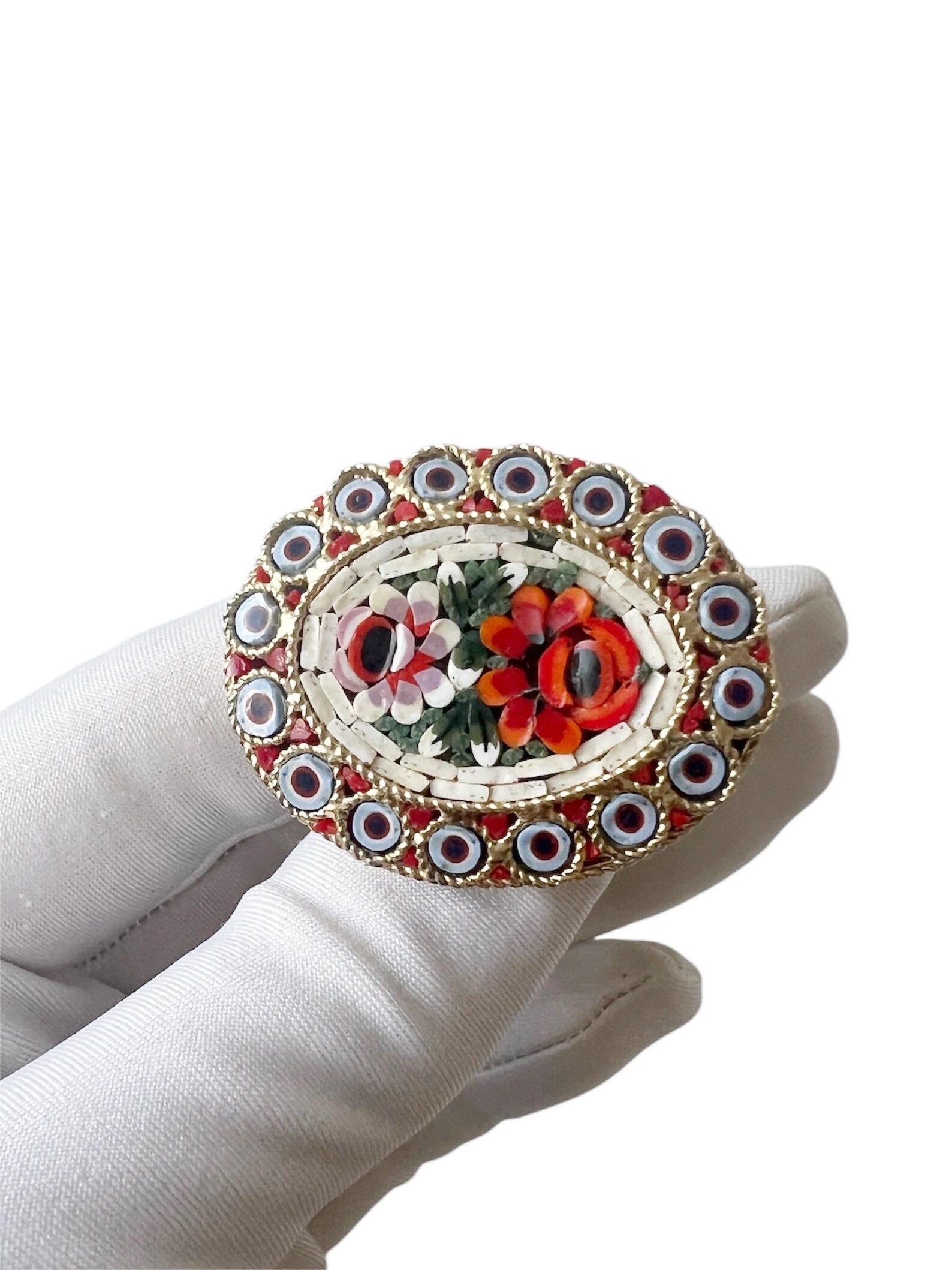 Vintage Italian Micro Mosaic Brooch.
