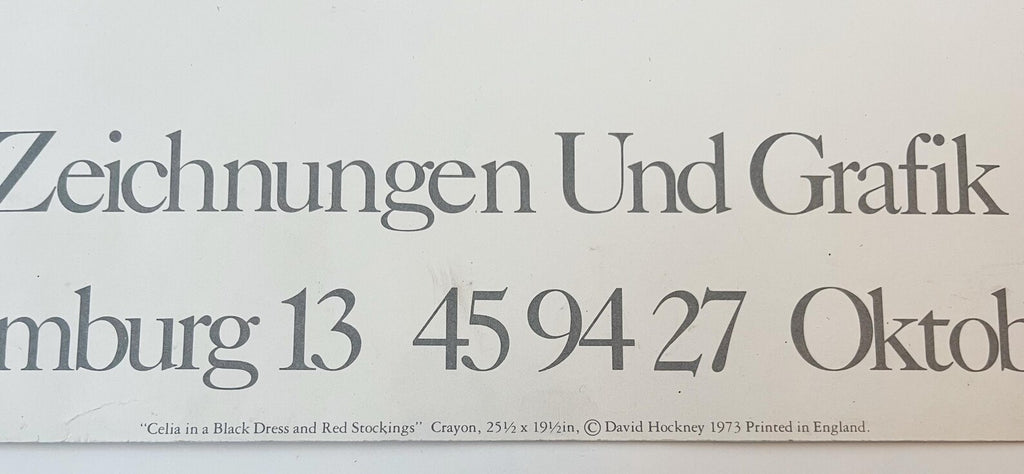 David Hockney - "Celia in Black Dress with Red Stockings". Original Exhibition Museum Poster