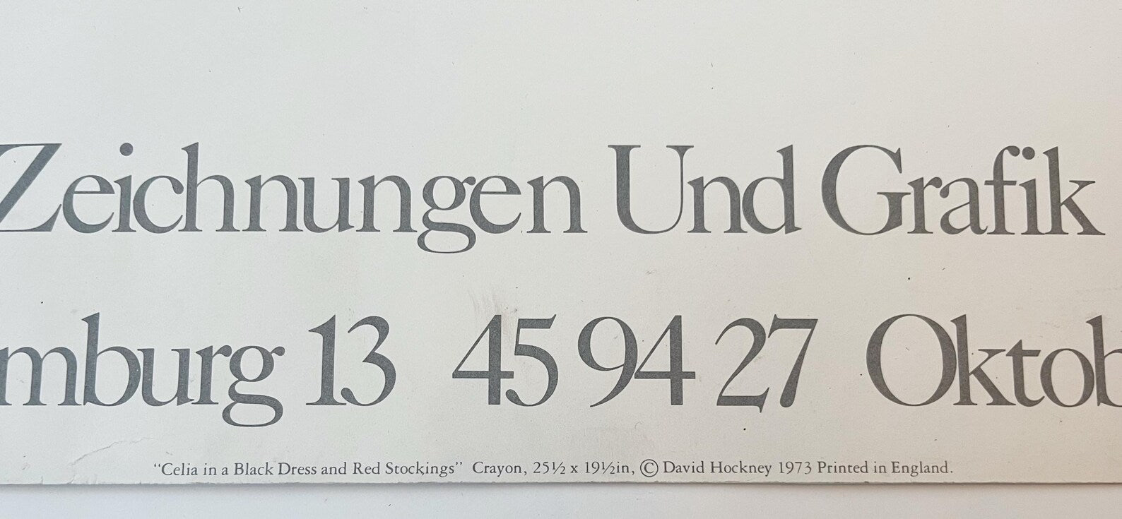 David Hockney - "Celia in Black Dress with Red Stockings". Original Exhibition Museum Poster