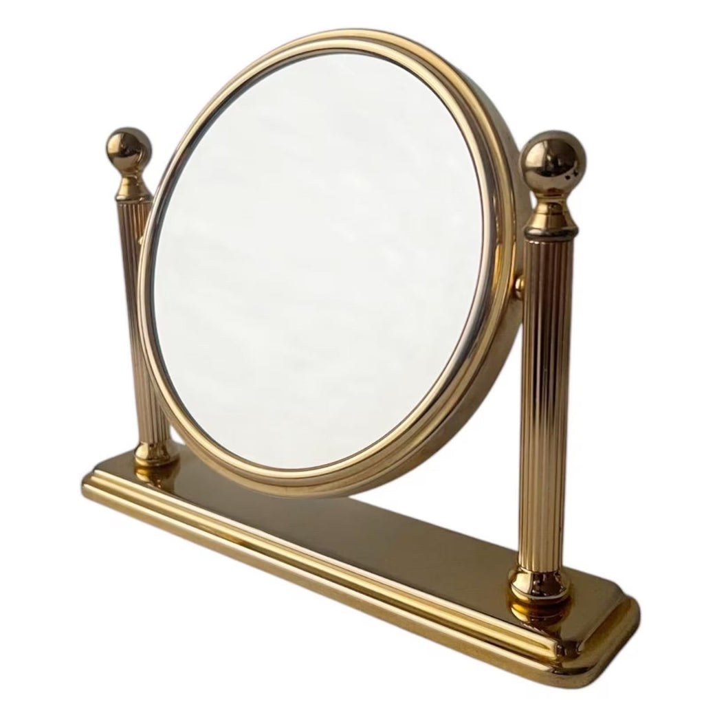 Vintage Italian Brass Vanity Mirror Two-Sided Magnifying 1950s