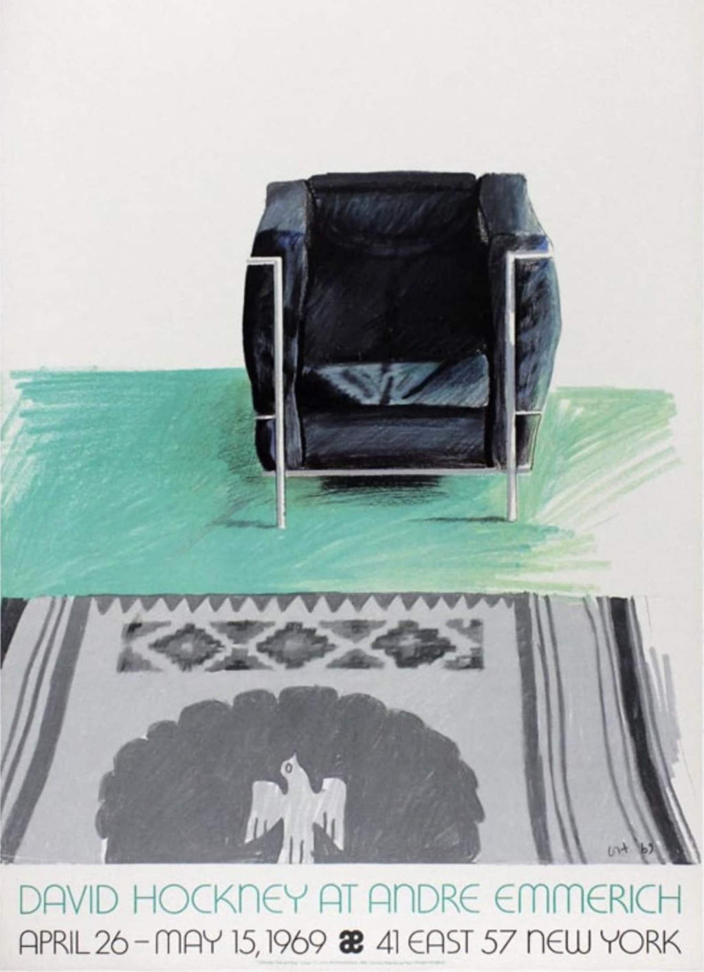 David Hockney - "Corbusier Chair and Rug". Original Exhibition Museum Poster.