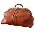 Vintage Leather Weekender Bag – Retro Gentleman’s Travel Duffle, Soft Tan Leather, Brass Hardware