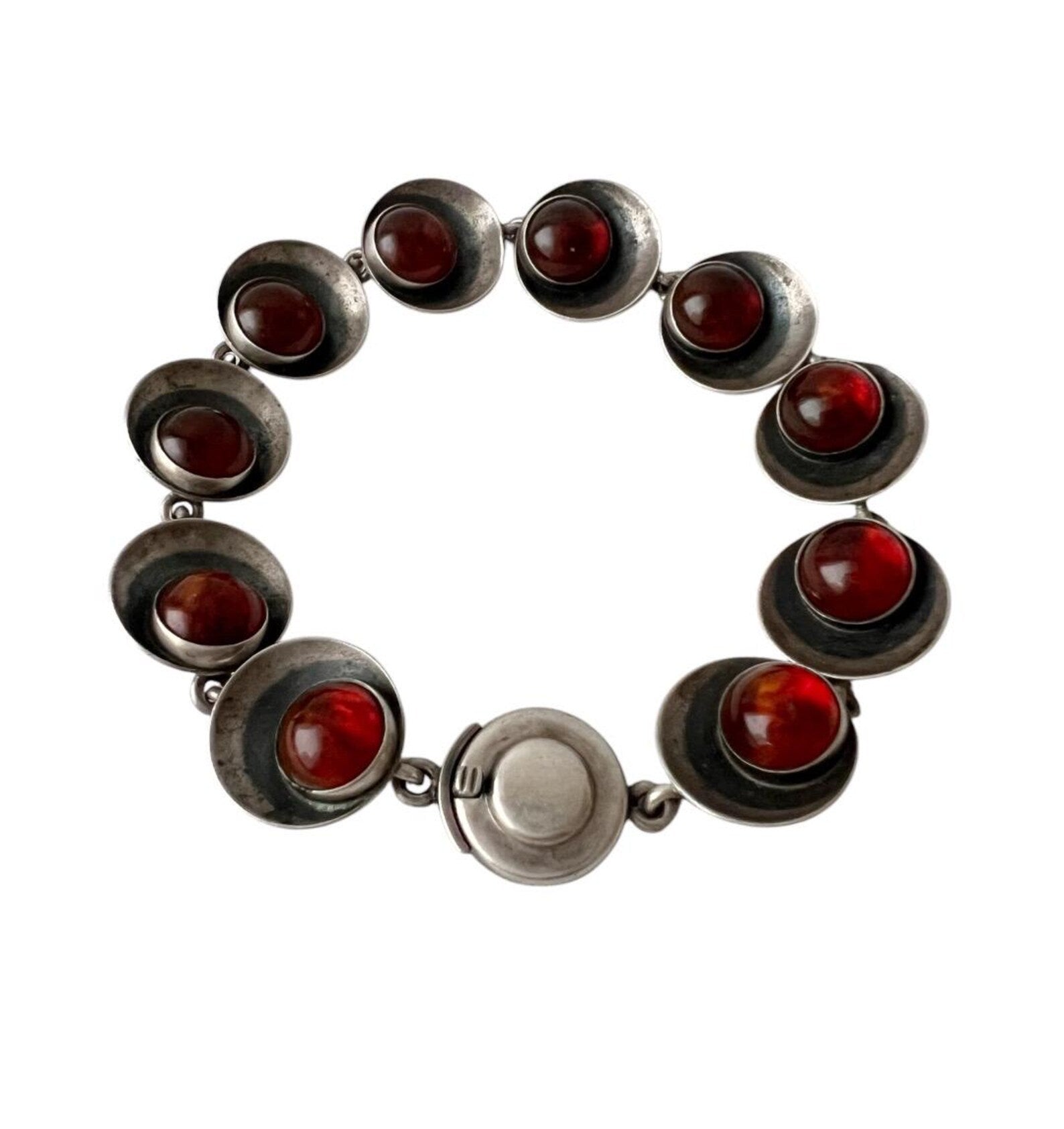 Vintage Baltic Amber Bracelet, Sterling Silver, Danish Modernist, Niels Erik From