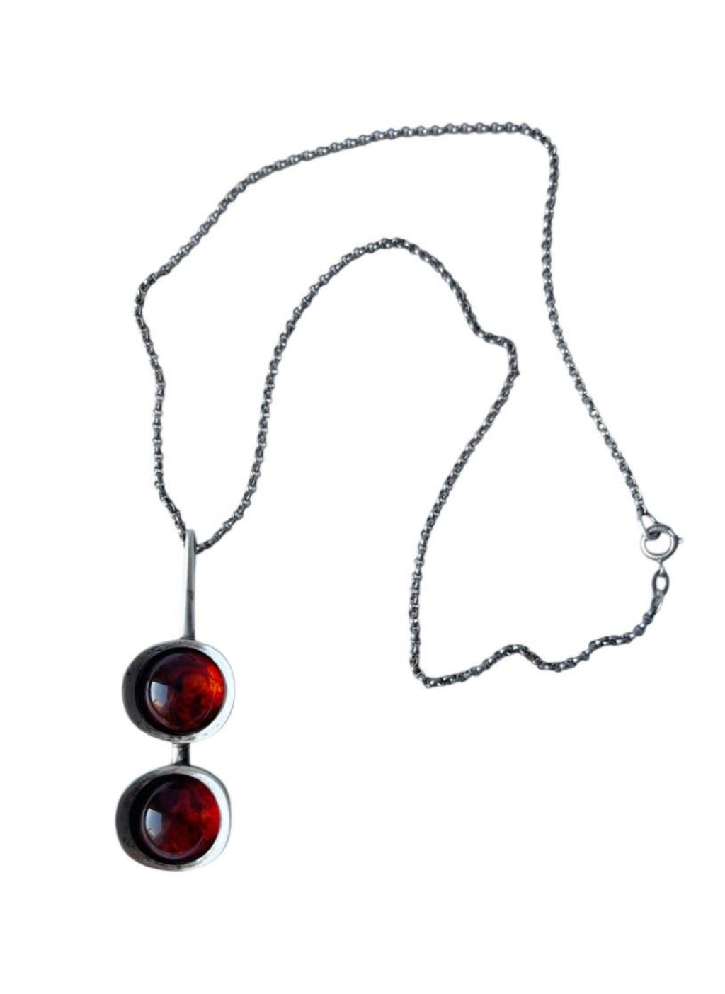 Vintage Baltic Amber Pendant Necklace, Sterling Silver, Danish Modernist, Niels Erik From