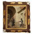 Antique Oil Painting "Bohemian Musicians" by N. Sicard, Framed Artwork, Vintage Bohemian Style