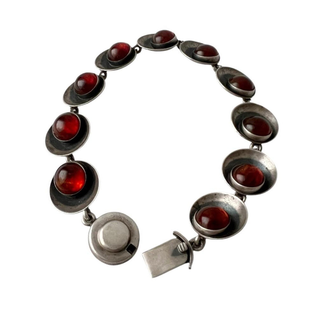 Vintage Baltic Amber Bracelet, Sterling Silver, Danish Modernist, Niels Erik From