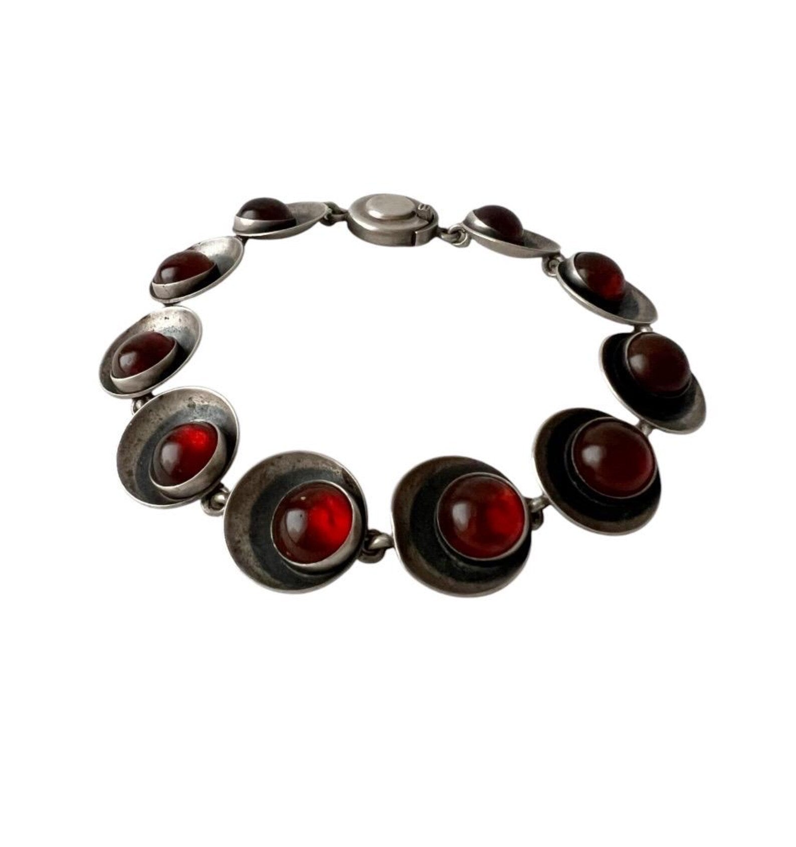 Vintage Baltic Amber Bracelet, Sterling Silver, Danish Modernist, Niels Erik From