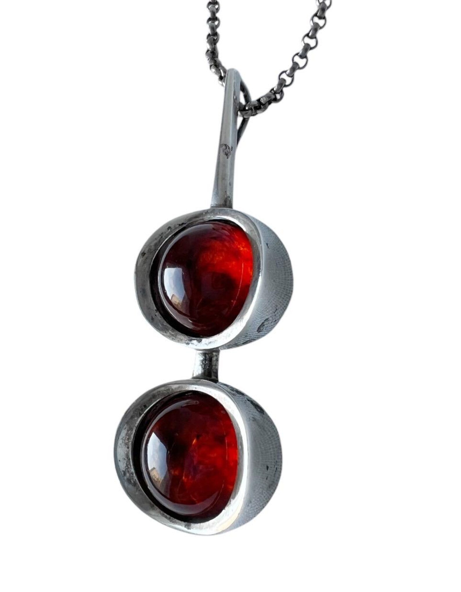 Vintage Baltic Amber Pendant Necklace, Sterling Silver, Danish Modernist, Niels Erik From