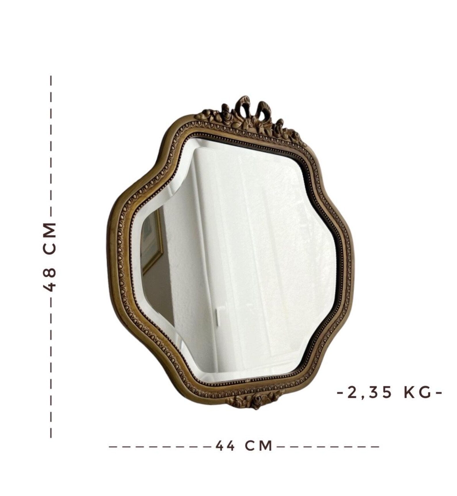 Vintage Louis XVI Style Wall Mirror, Belgian Gilt Wood And Stucco Beveled Mirror