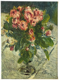 Vintage Renoir Moss Roses 1955 Canvas Reproduction Painting Obpacher Munich