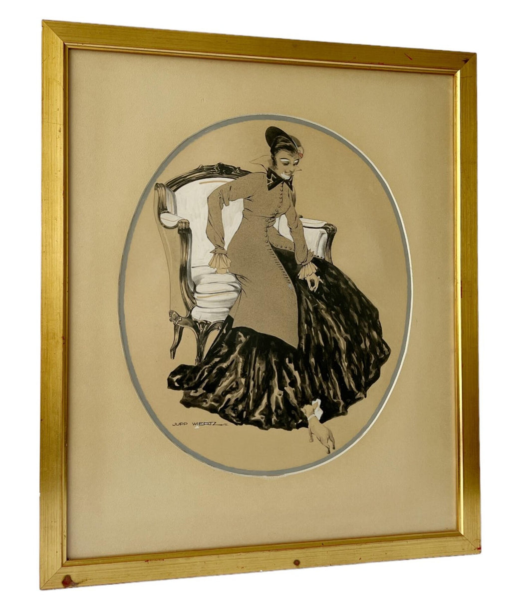 Original 1915 Fashion Illustration – Jupp Wiertz (1888–1938) Jugendstil / Early Art Déco Gouache