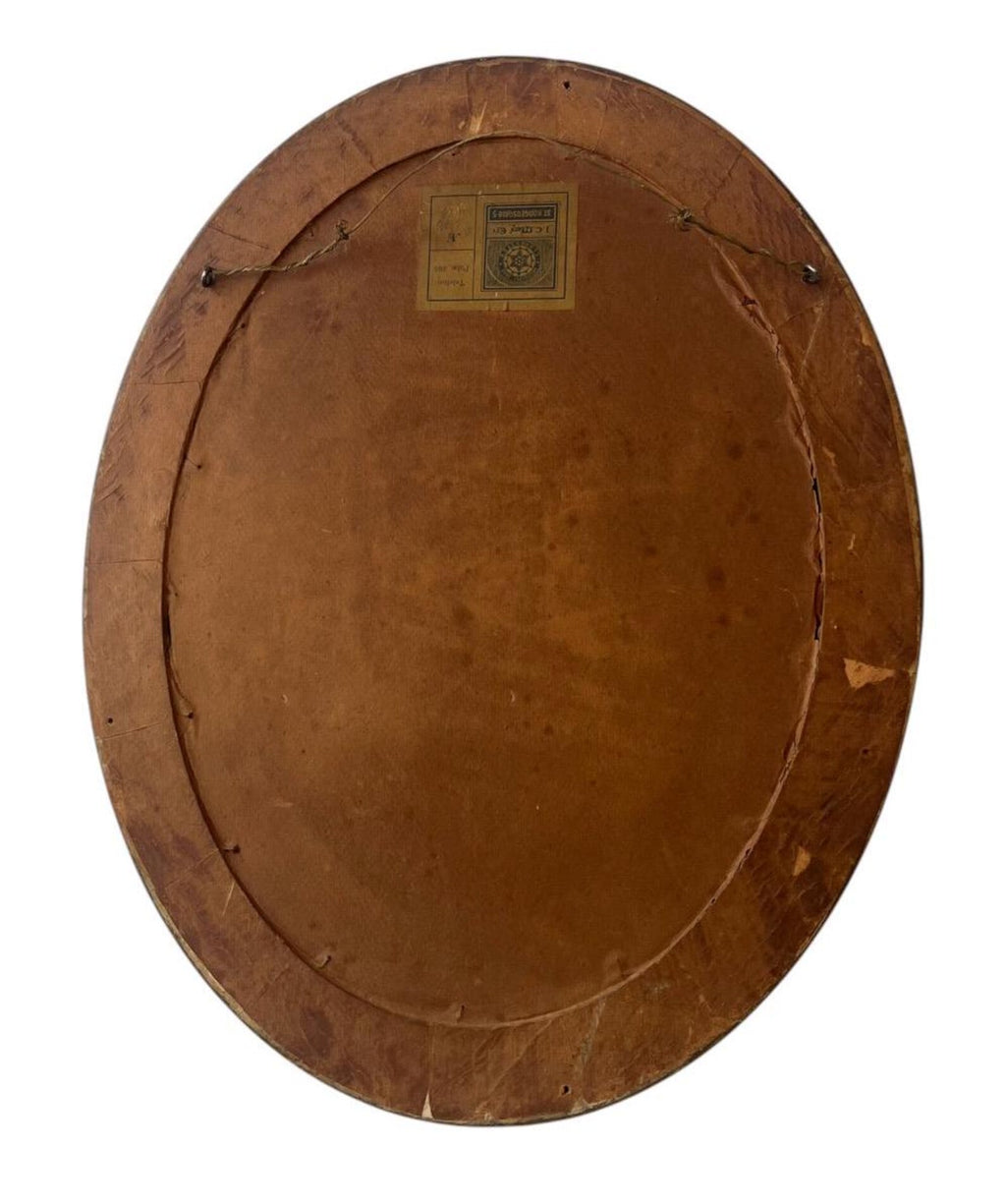 Antique Oval Gilded Wooden Beveled Mirror, Early 20th Century