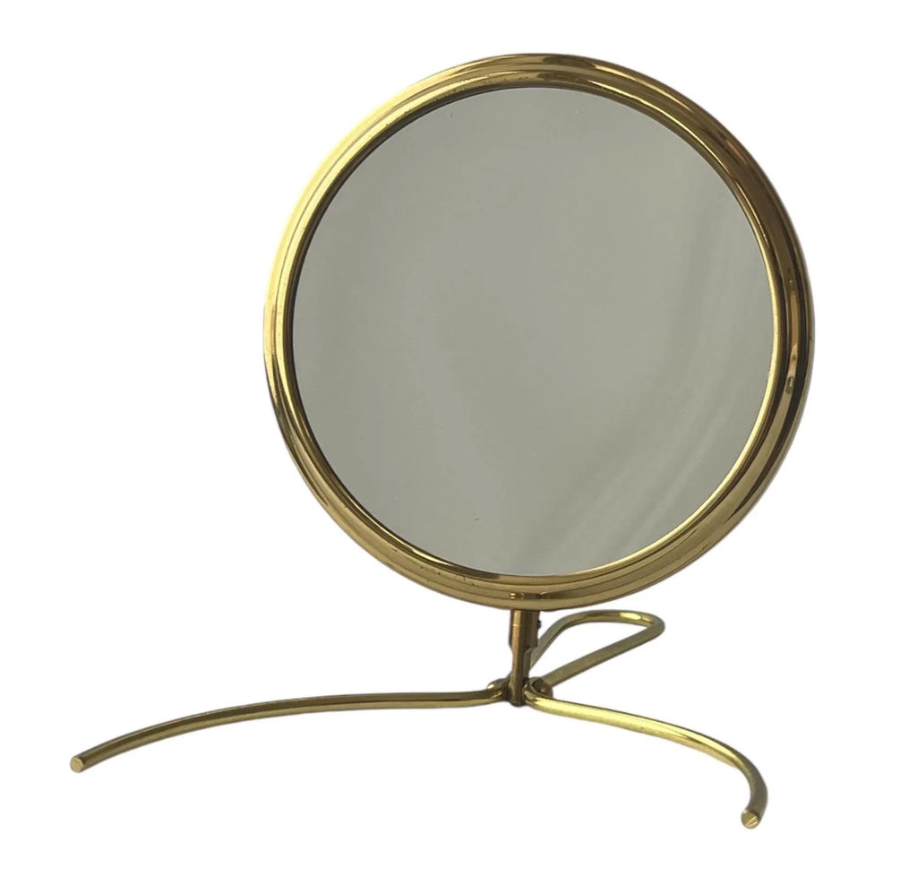 Vintage Brass Vanity Mirror Two-Sided Magnifying Germany 1950s