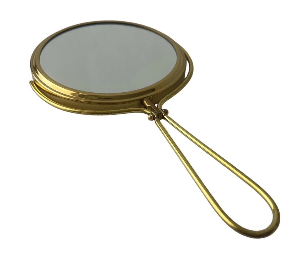 Vintage Brass Vanity Mirror Two-Sided Magnifying Germany 1950s
