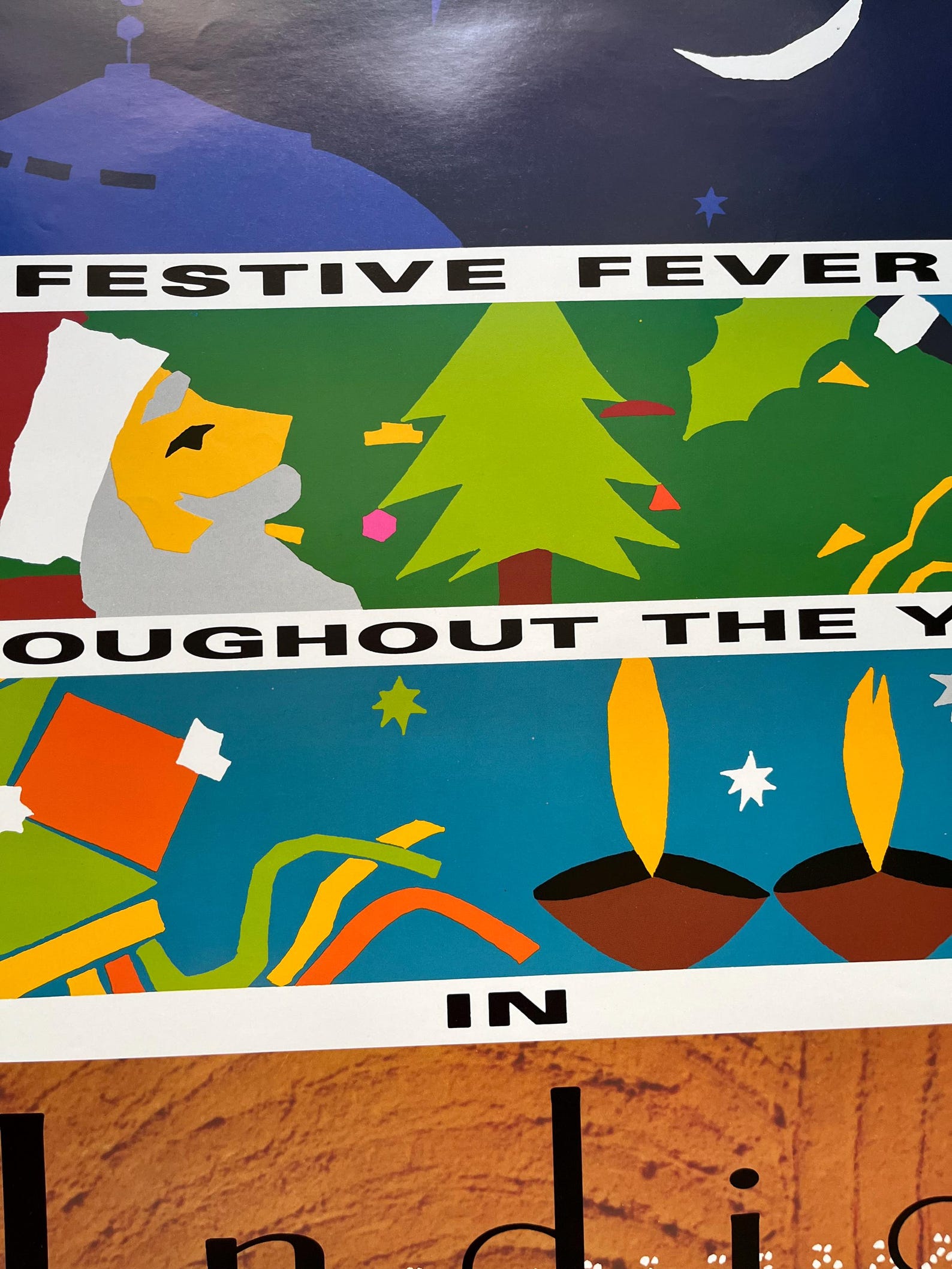 Vintage Air India Travel Poster: Festive India, 1970s-80s