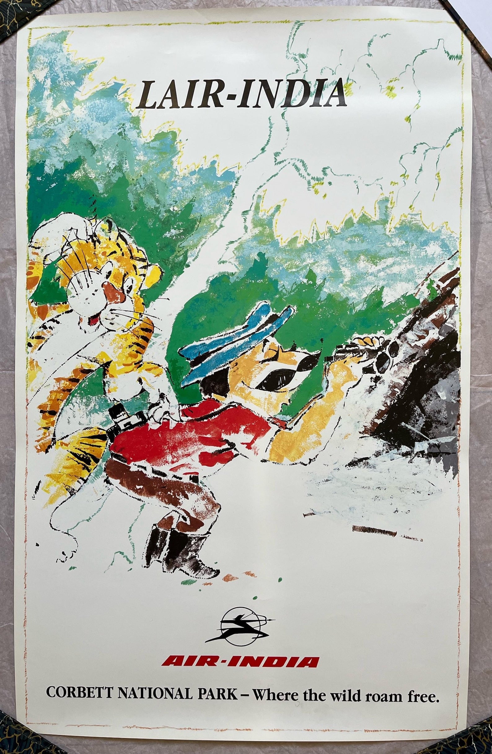 Air India Poster, Original Vintage Travel Poster, Corbet National Park