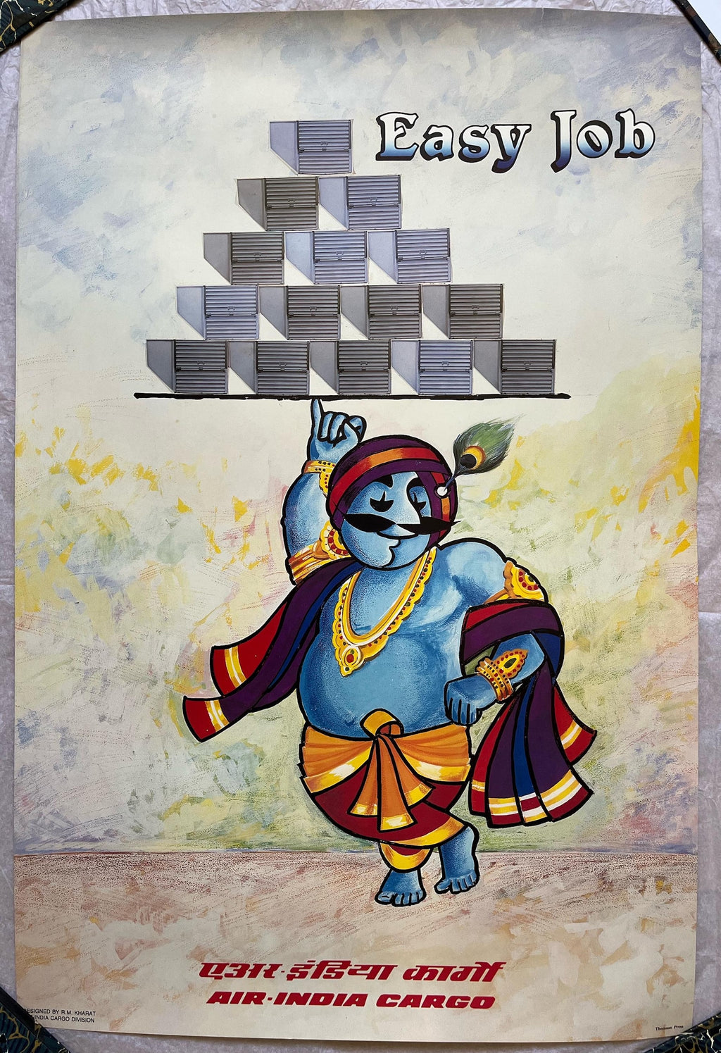 Air India Poster, Original Vintage Travel Poster, Easy Job