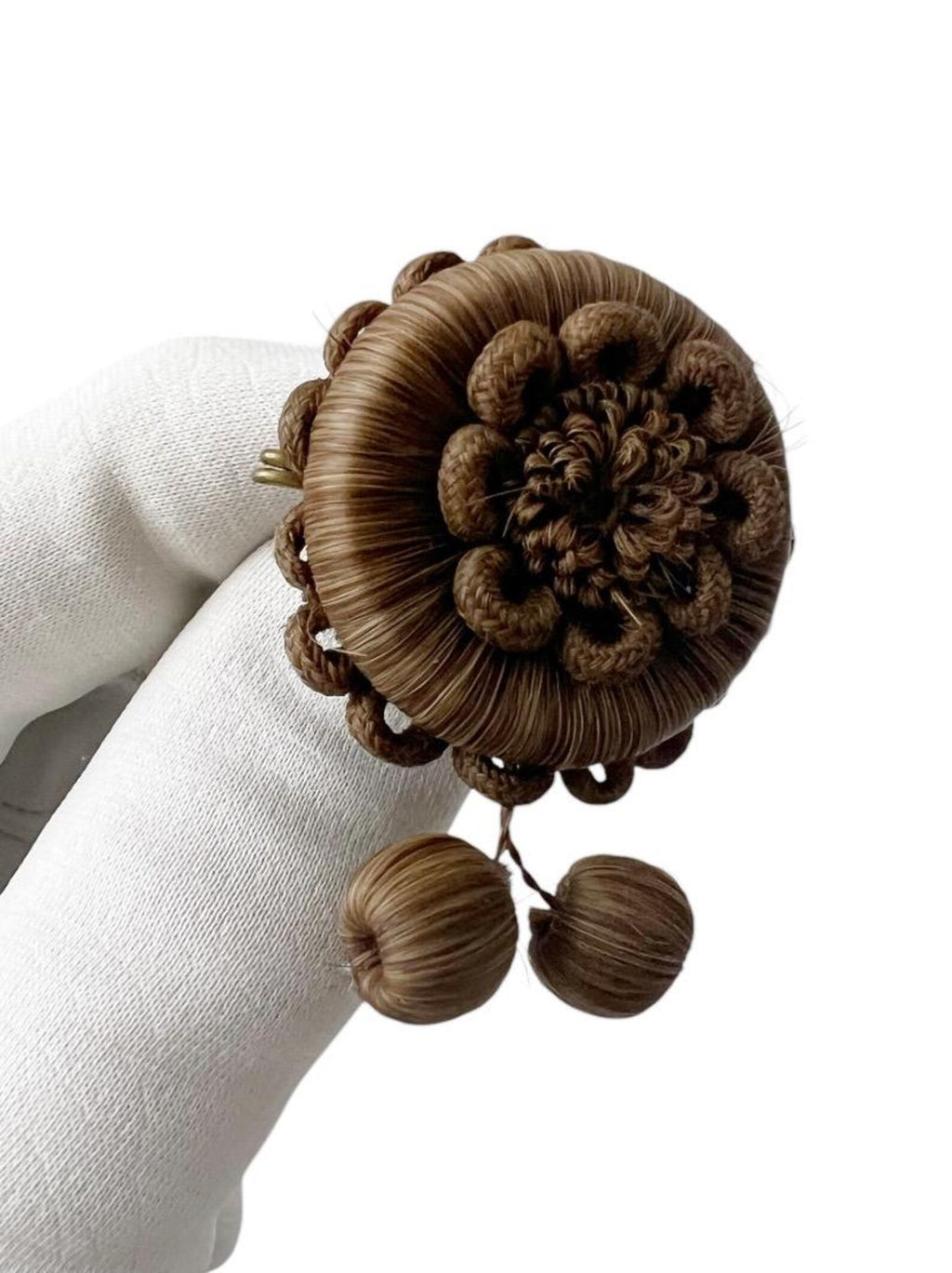 Antique Victorian Hairwork Brooch. Intricate Mourning Jewelry Keepsake