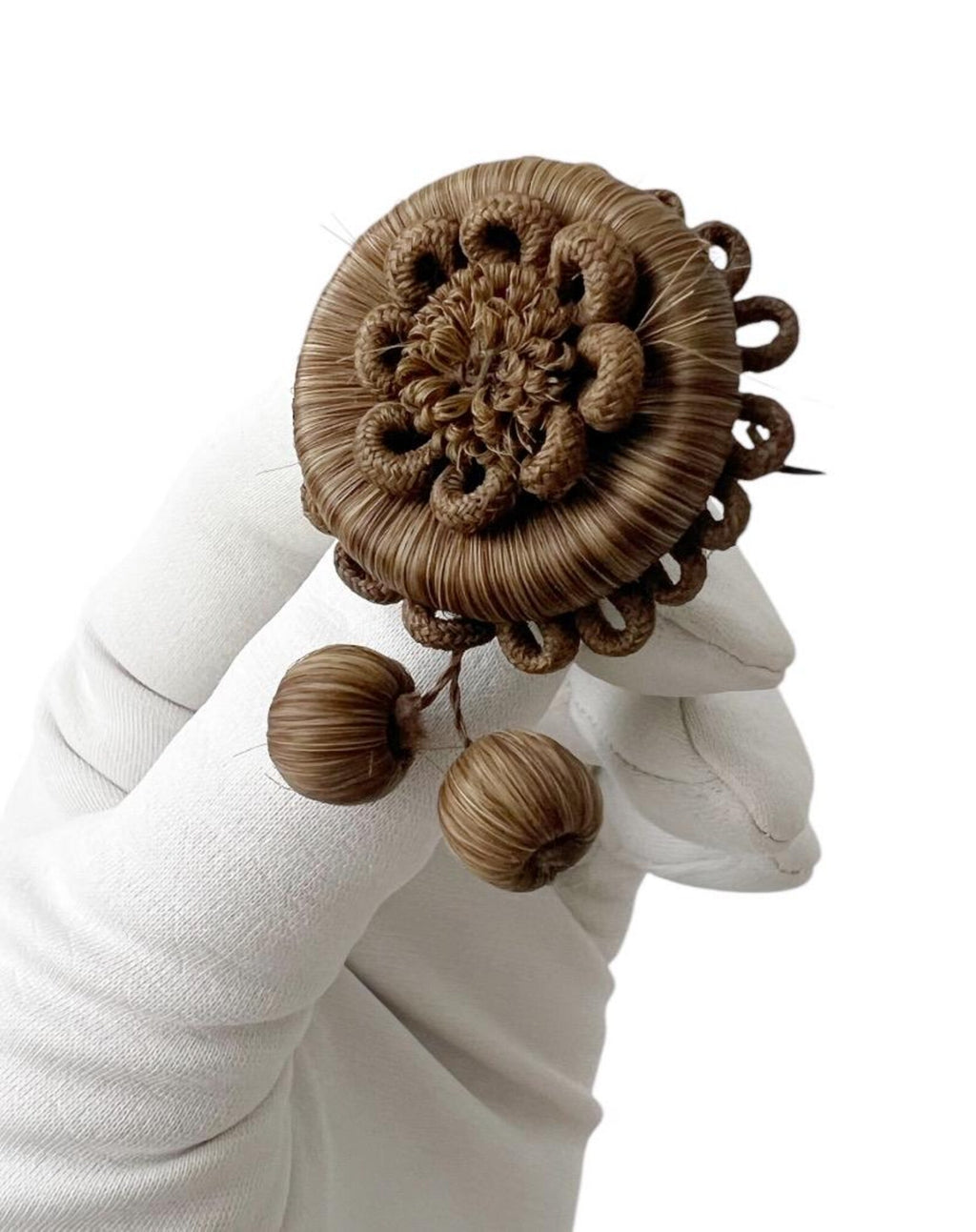 Antique Victorian Hairwork Brooch. Intricate Mourning Jewelry Keepsake