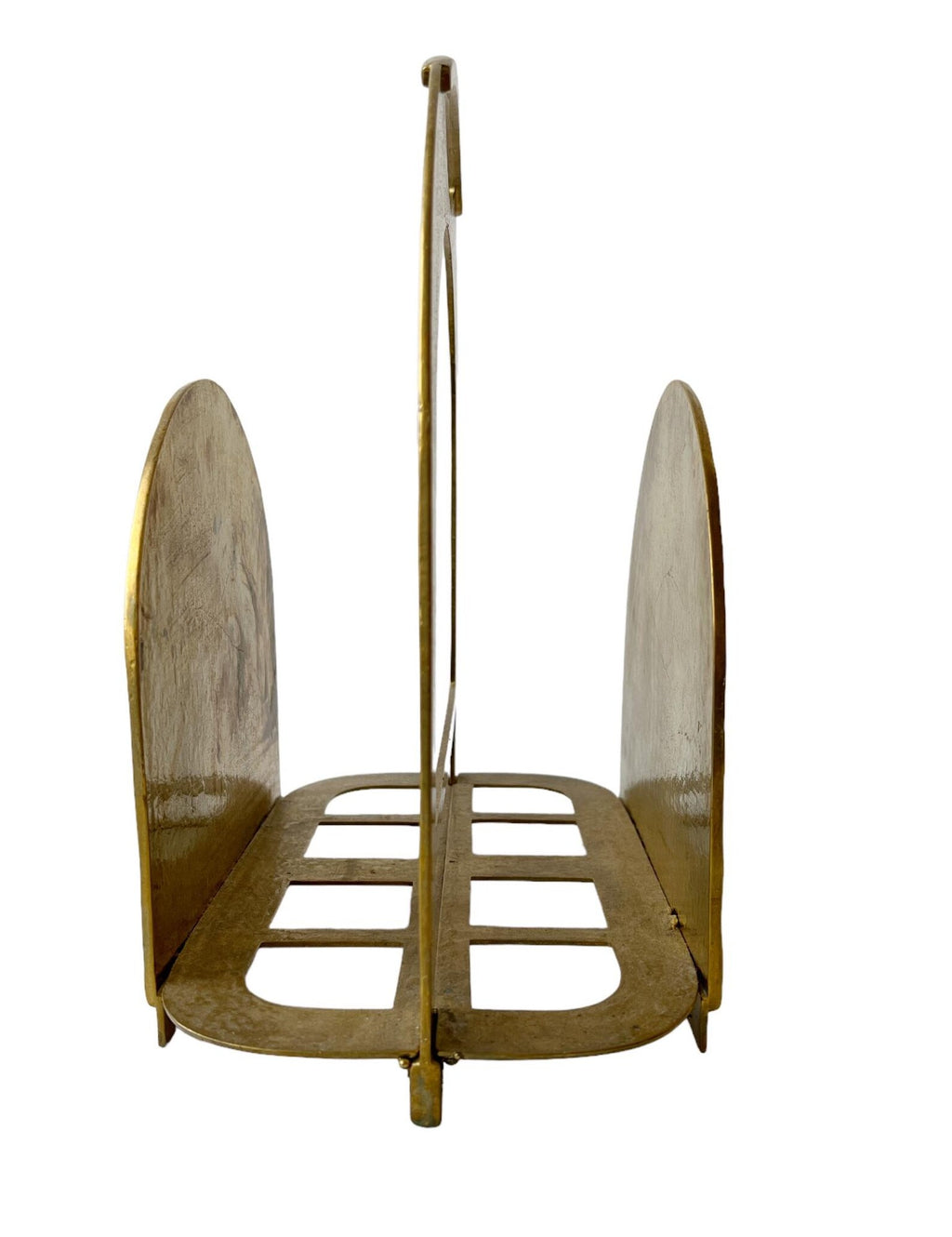 Vintage Solid Brass Magazine Rack with Art Deco and Art Nouveau Design.